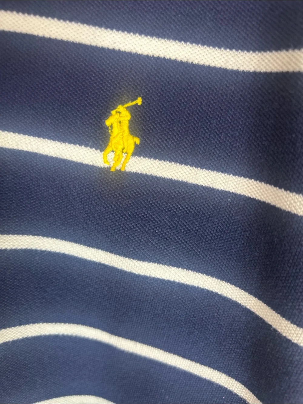 Polo by Ralph Lauren Navy & White Striped Polo with Yellow Pony Logo